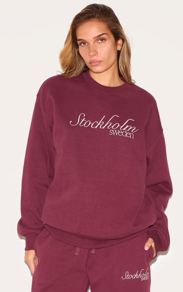 Burgundy Premium Stockholm Embroidered Sweatshirt