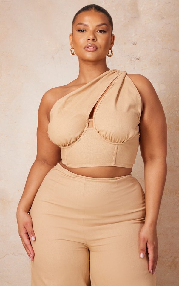 Plus Stone One Shoulder Corset Top