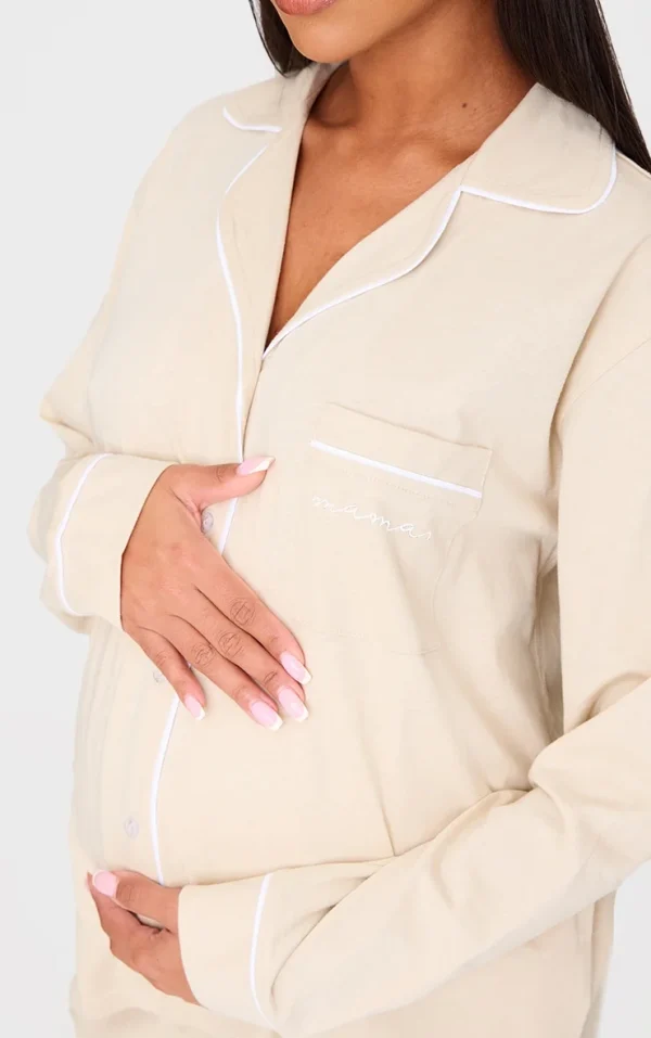 Maternity Sand Mama Long Sleeve Pj Top