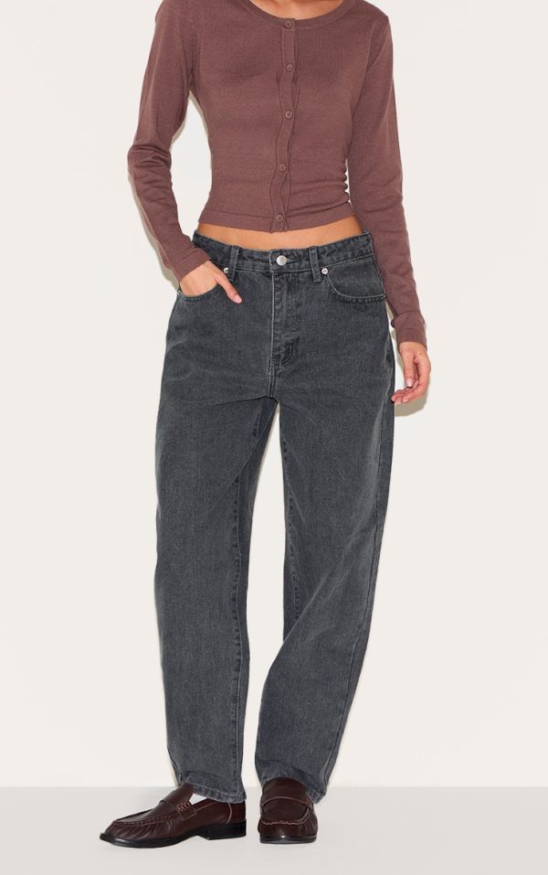 Grey High Waist Mom Jeans