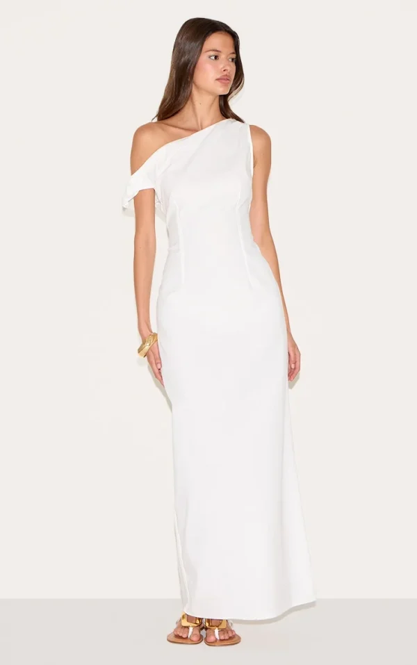White Knot Shoulder Maxi Dress