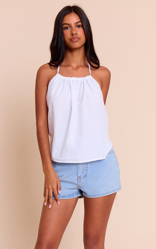 Petite Light Blue High Waisted Basic Shorts