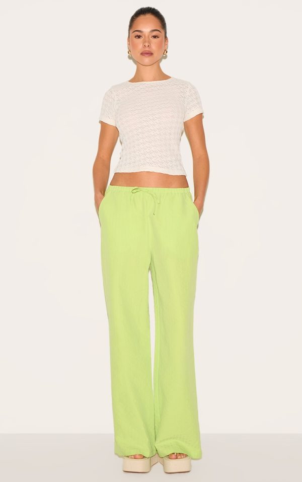 Green Pinstripe Straight Leg Pants