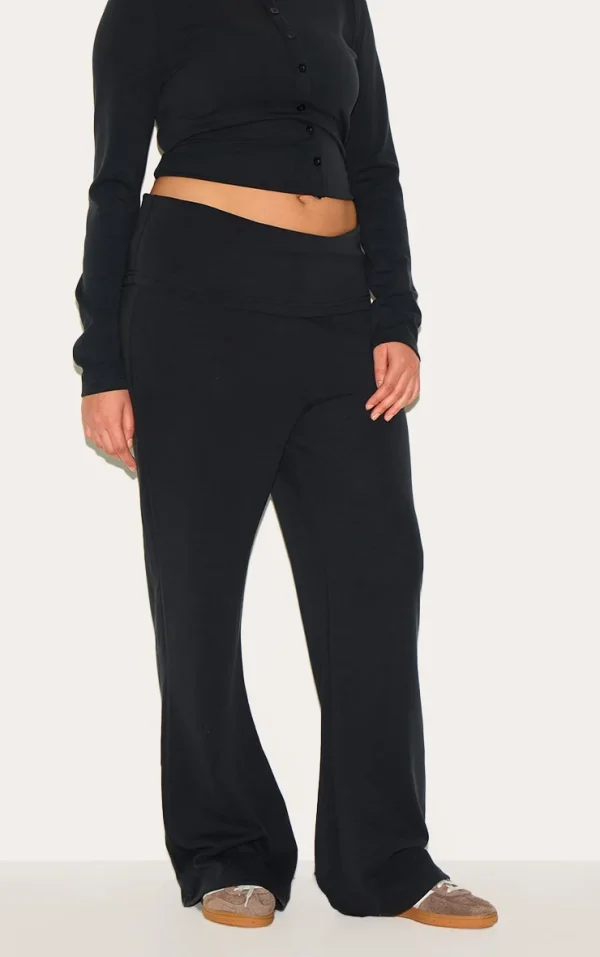 Plus Black Modal Fold Over Flares