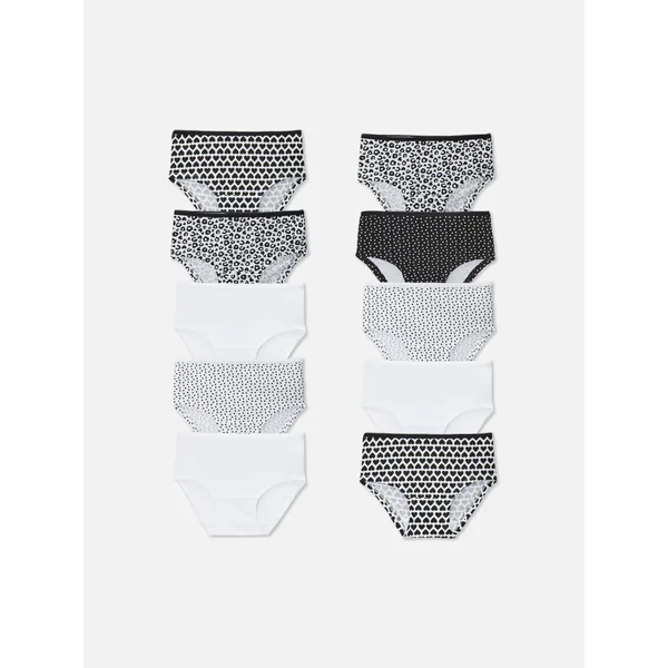 10-Pack Black and White Shorts Briefs - Black