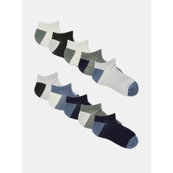 10-Pack Color Block Ankle Socks - Multi