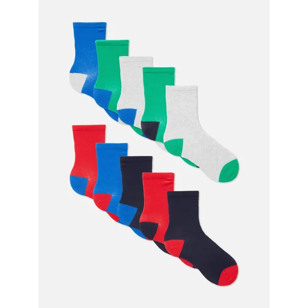 10-Pack Color Block Ankle Socks - Multi