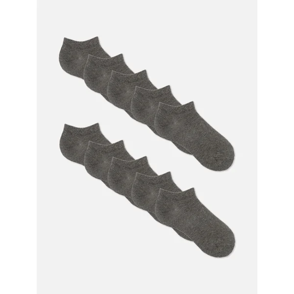 10-Pack Essential Sneaker Socks - Gray