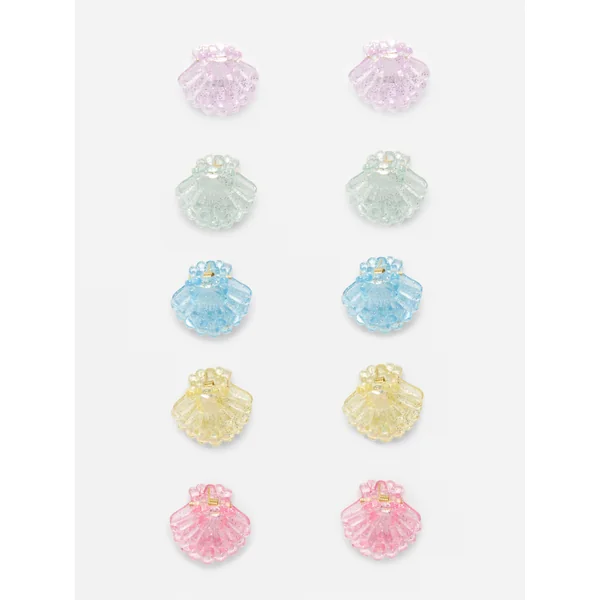 10-Pack Mini Seashell Hair Clips - Multi