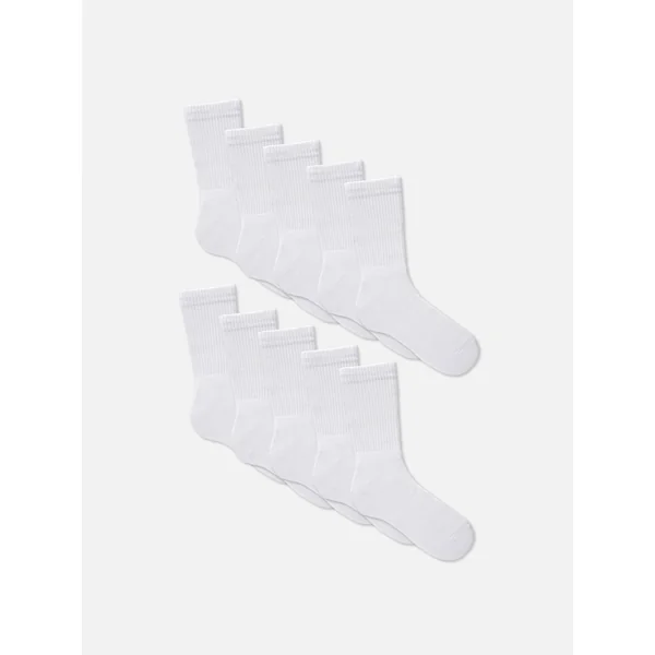 10-Pack Ribbed Sports Socks - White
