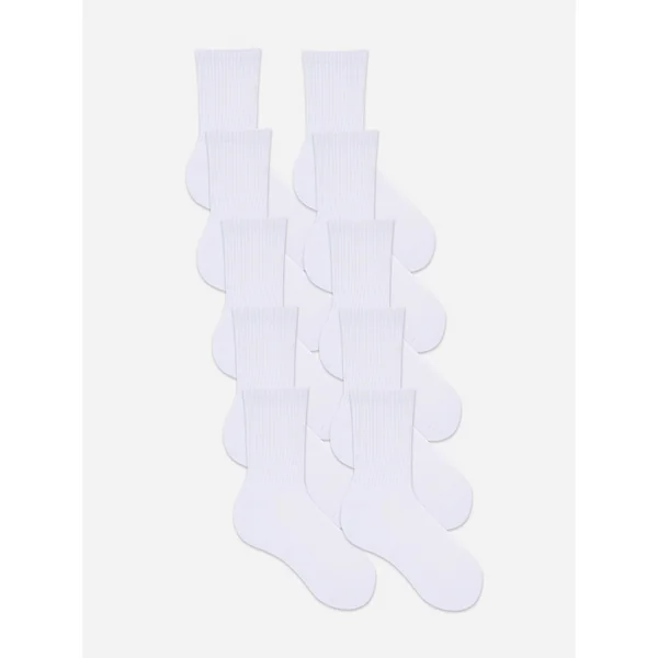 10-Pack Sports Crew Socks - White