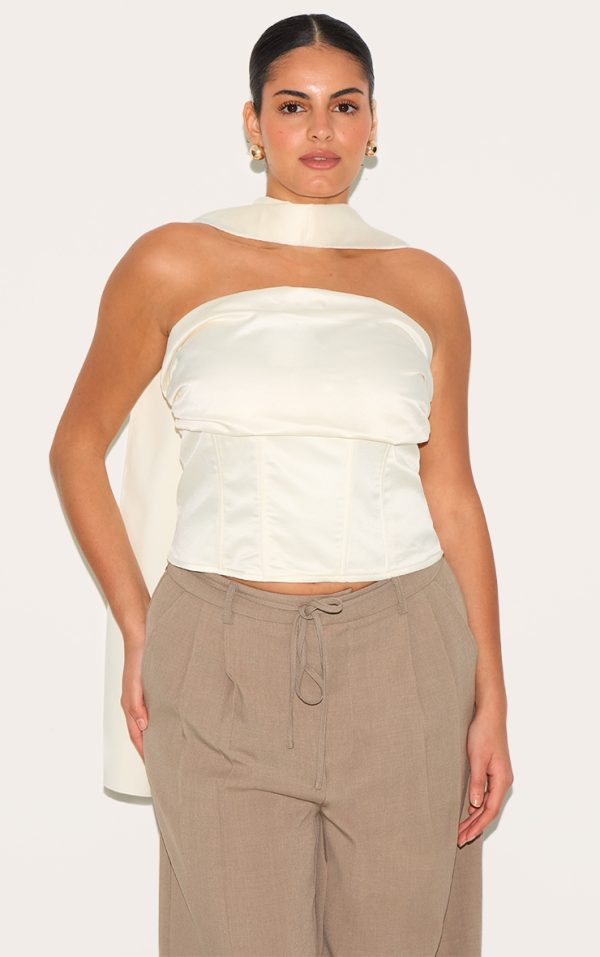 Plus Cream Ruched Corset