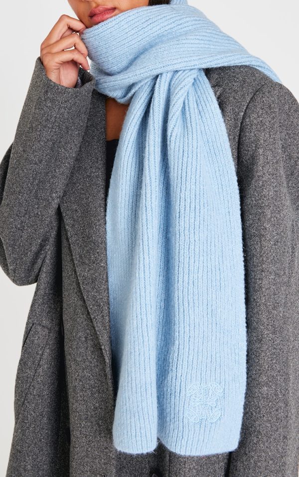 PRETTYLITTLETHING Blue Rib Logo Scarf