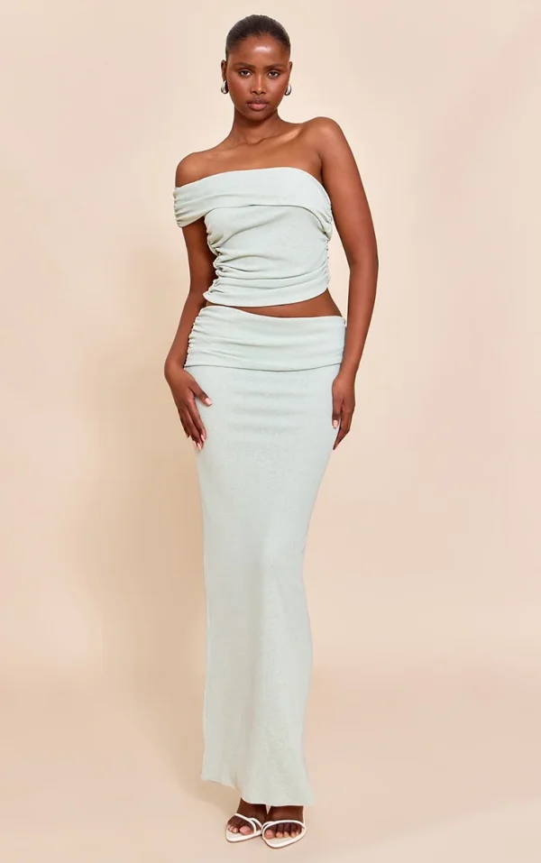 Sage Onion Skin Low Waist Maxi Skirt
