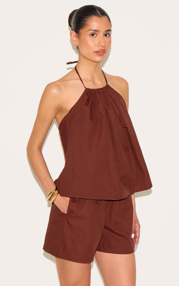 Tall Chocolate Poplin Floaty Shorts