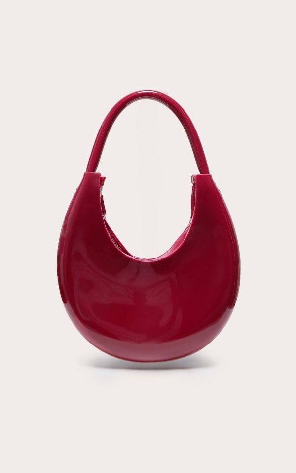Burgundy Patent Pu Round Shoulder Bag