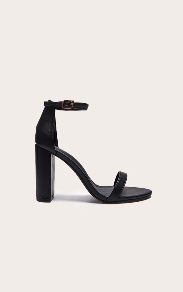 Black Wide Fit Round Toe Faux Suede Block Heeled Sandals