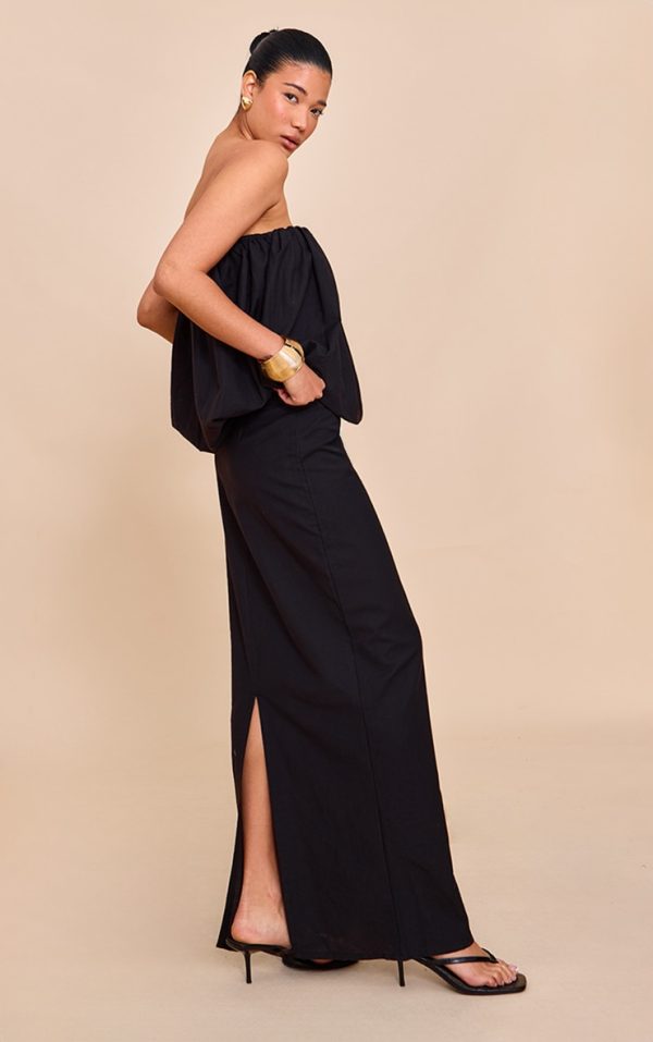 Black A-line Maxi Skirt