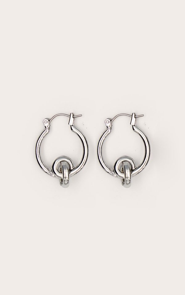 Silver Intertwined Double Hoop Earrings