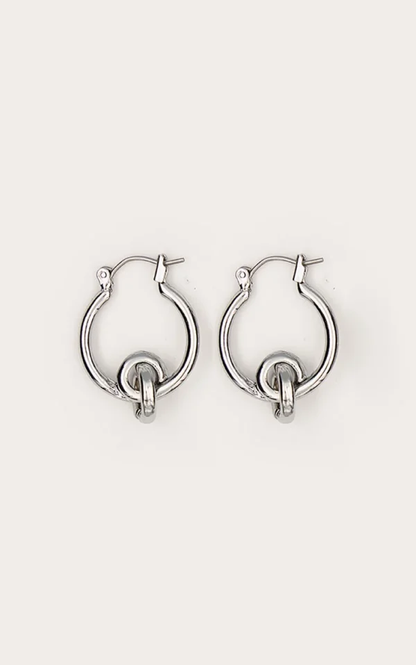 Silver Intertwined Double Hoop Earrings