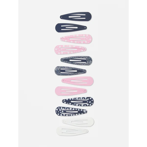 12-Pack Snap Hair Clips - Black