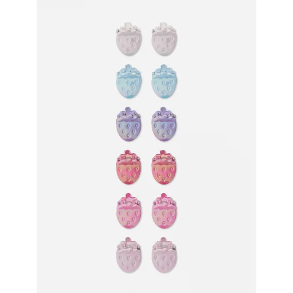 12-Pack Strawberry Hair Clips - Multi