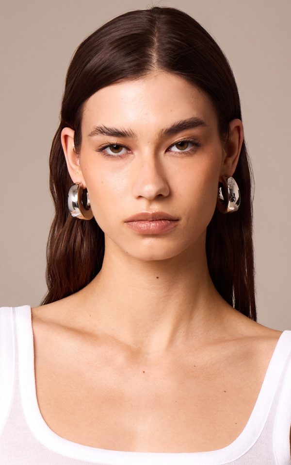 Silver Oversized Chunky Hoop Earrings