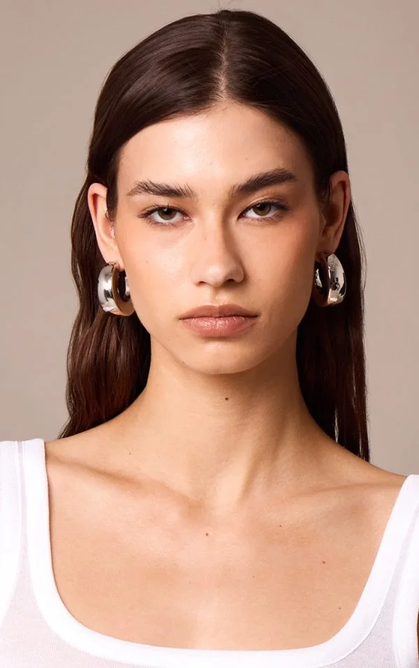 Silver Oversized Chunky Hoop Earrings