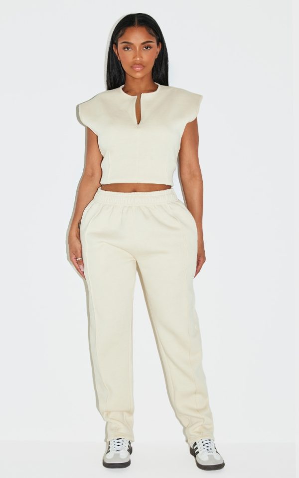 Shape Cream High Waisted Carrot Leg Sweatpants