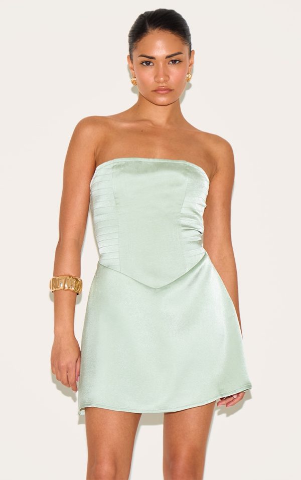 Petite Iced Mint Corset Mini Dress
