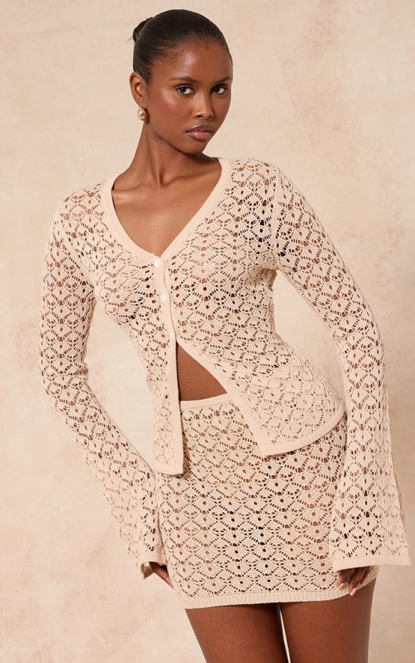 Oatmeal Crochet Mini Skirt