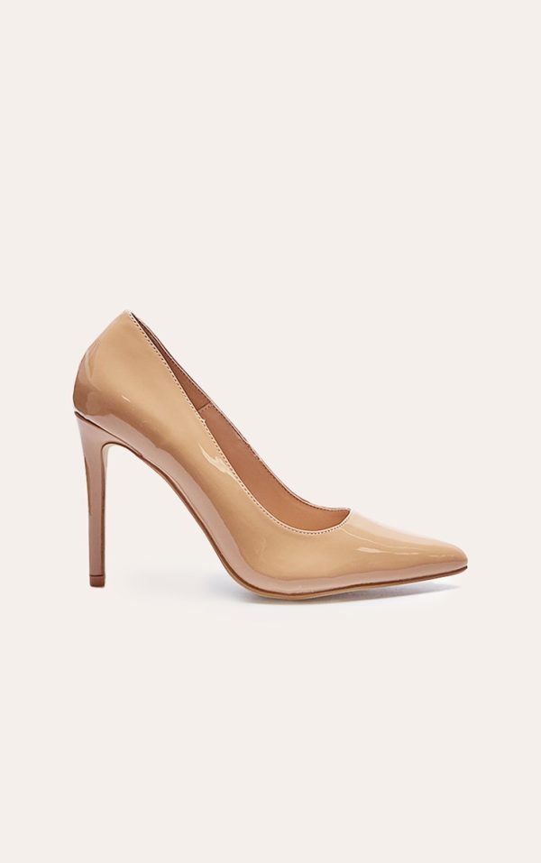 Nude Patent PU Court Shoes Heels