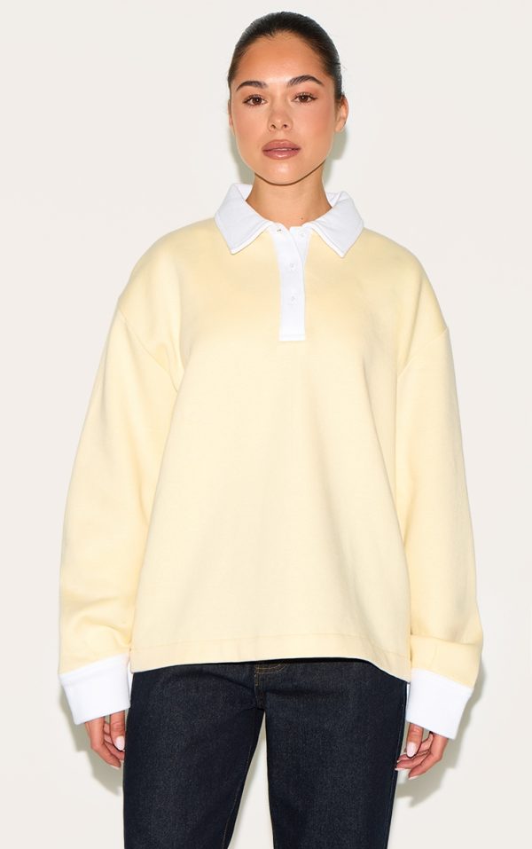 Butter Yellow Oversized Polo Sweatshirt