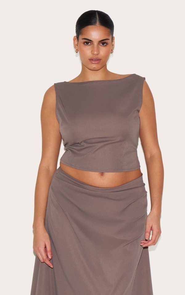 Plus Mushroom Scoop Back Crop Top