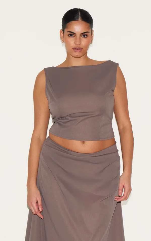 Plus Mushroom Scoop Back Crop Top