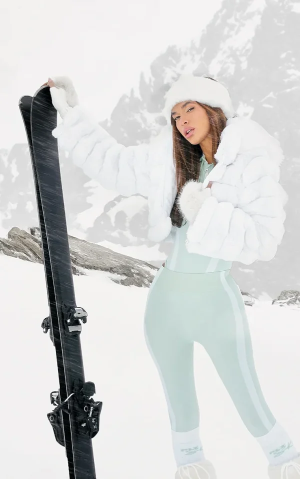 White Bubble Faux Fur Puffer Coat