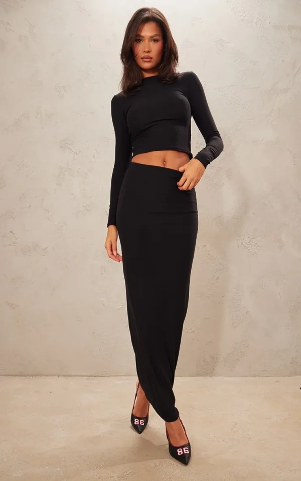 Black Soft Touch Maxi Skirt