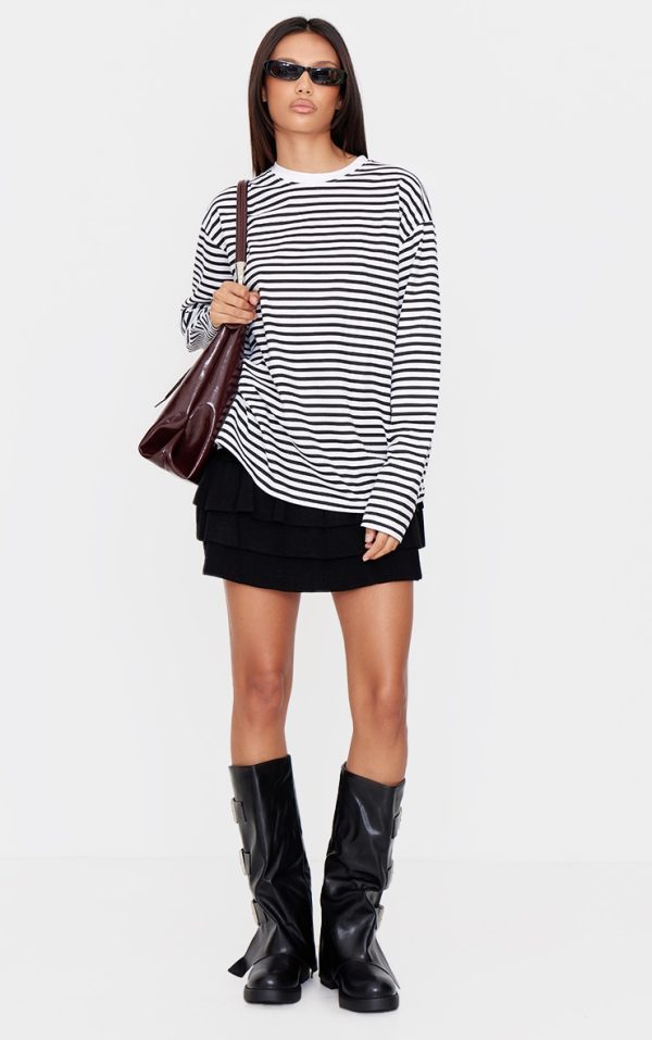 Black Textured Knit Rara Mini Skirt