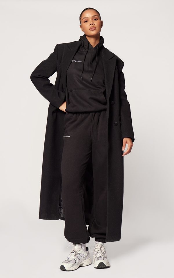 PRETTYLITTLETHING Logo Black Est 2012 Cuffed Sweatpants