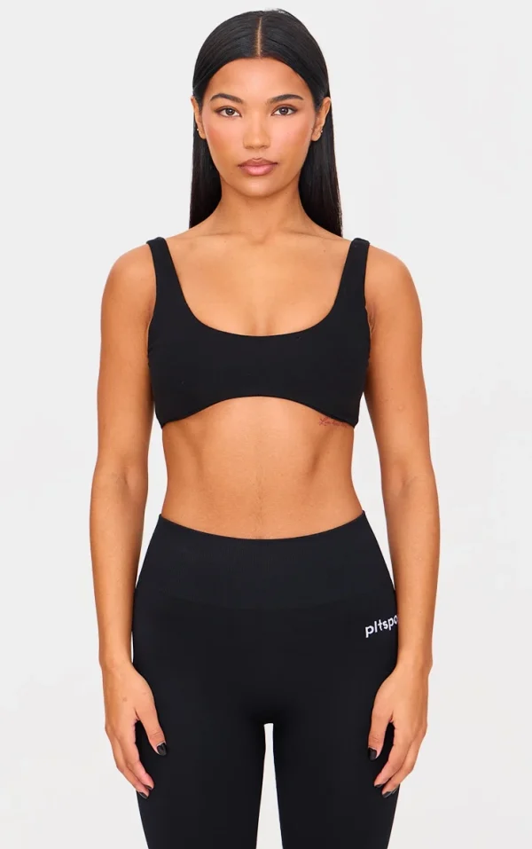 Deep Black Sculpt Double Layered Padded Sports Bra