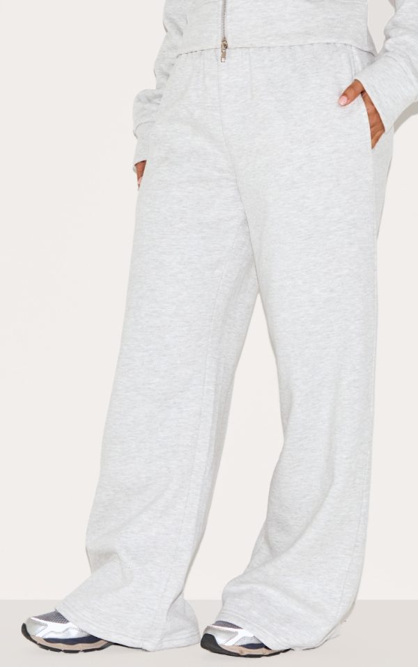 Petite Ash Grey Mid Rise Drawstring Wide Leg Sweatpants