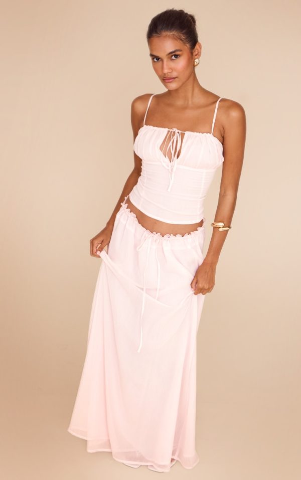 Pink Chiffon Floaty Maxi Skirt