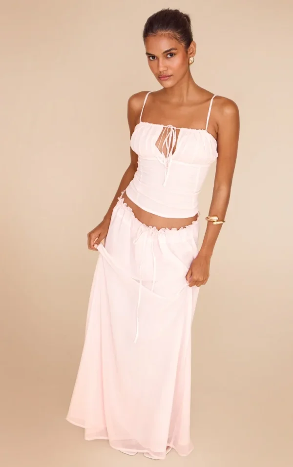Pink Chiffon Floaty Maxi Skirt