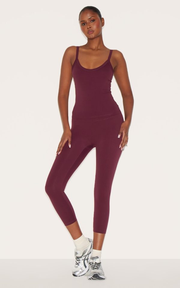 PLT SPORT Burgundy Sculpt Pedal Pushers