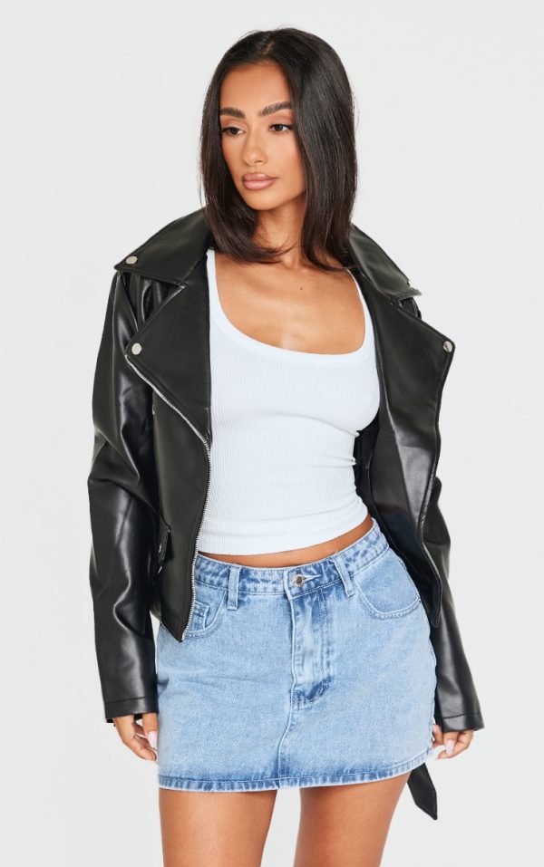 Petite Vintage Wash Pocket Denim Mini Skirt