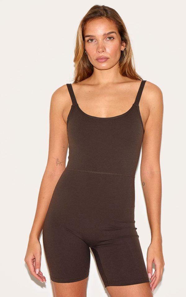 Espresso Sculpt Low Back Strappy Unitard