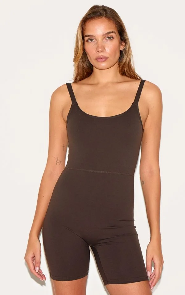 Espresso Sculpt Low Back Strappy Unitard