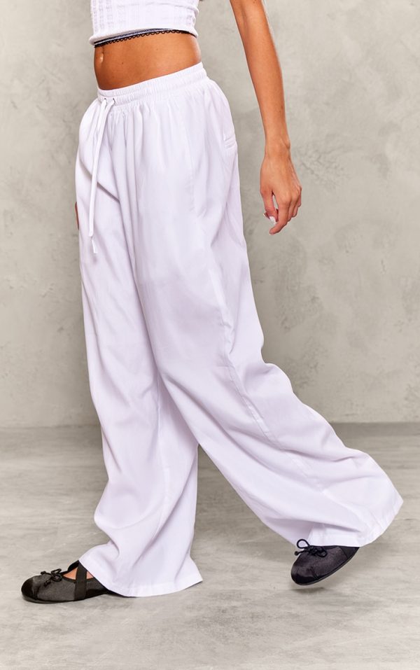 Petite White Peach Skin Cargo Pants