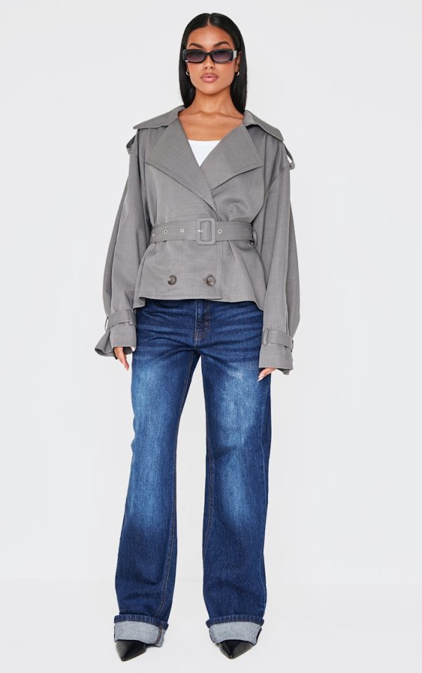 Grey Classic Grazer Length Trench Coat