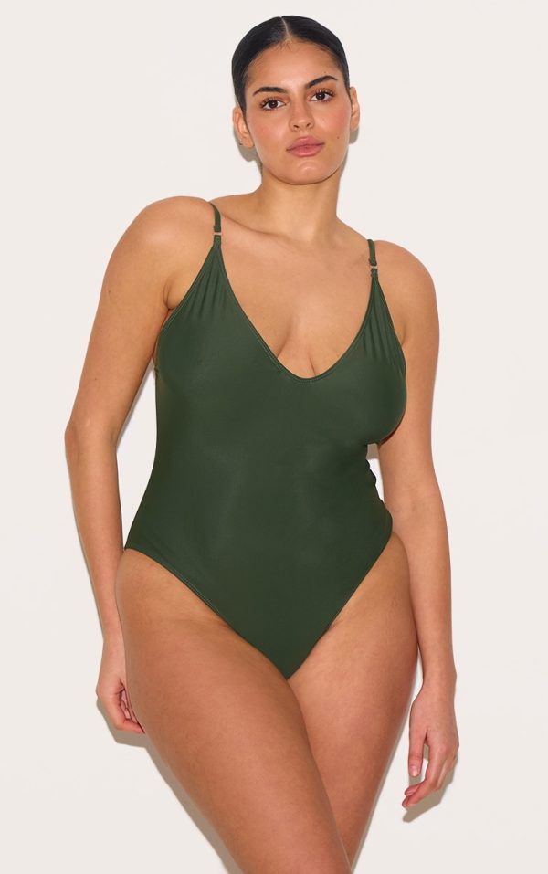 Plus Khaki Basic Low Scoop Swimsuit